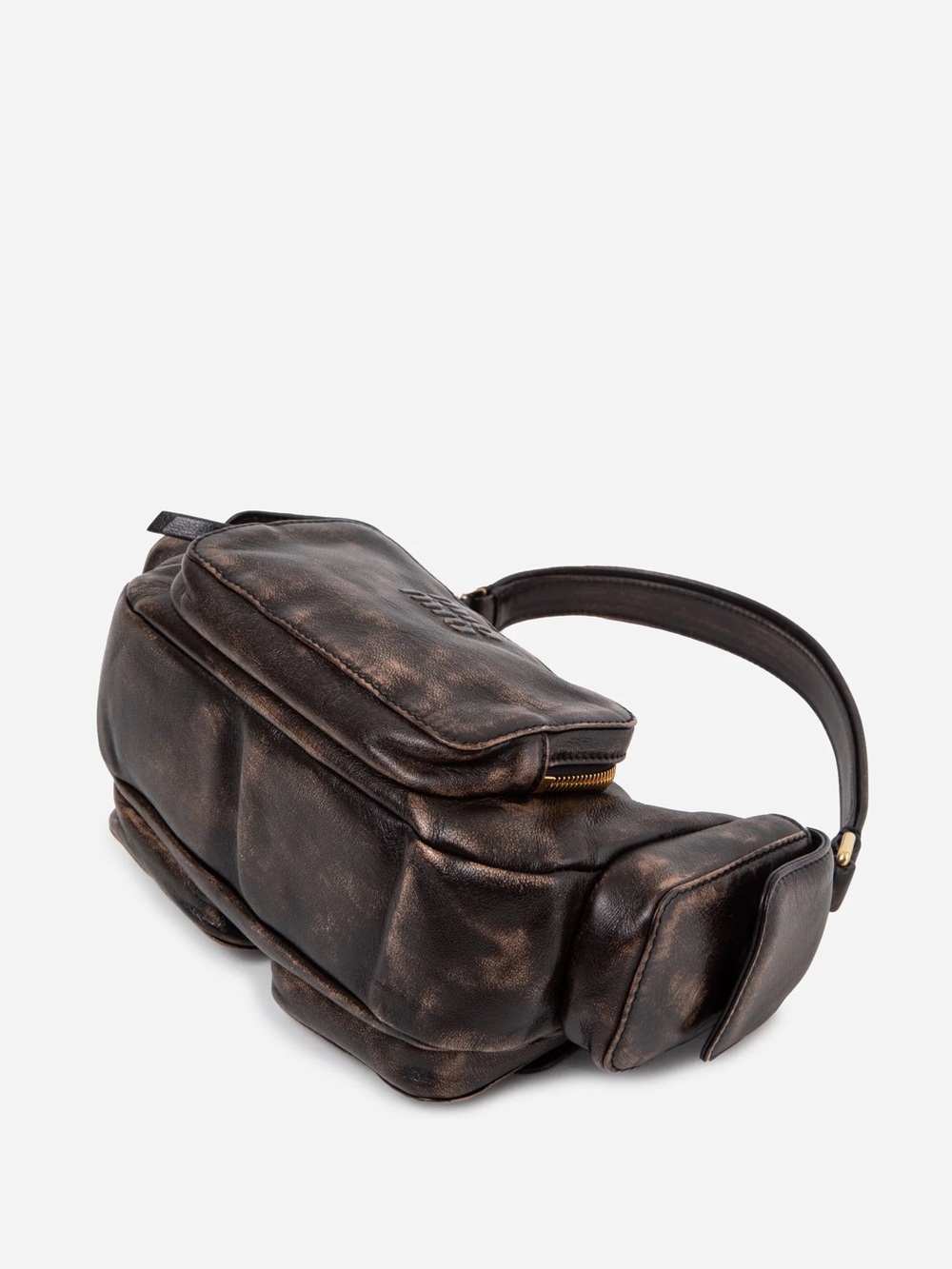 MIU MIU Sand Coffee Pocket Nappa Leather Bag - Picture 3 of 5